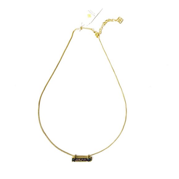 NEW! Kendra Scott GOLD Leanor Bar Multicolor Quartz Necklace Dust Bag - Picture 7 of 9